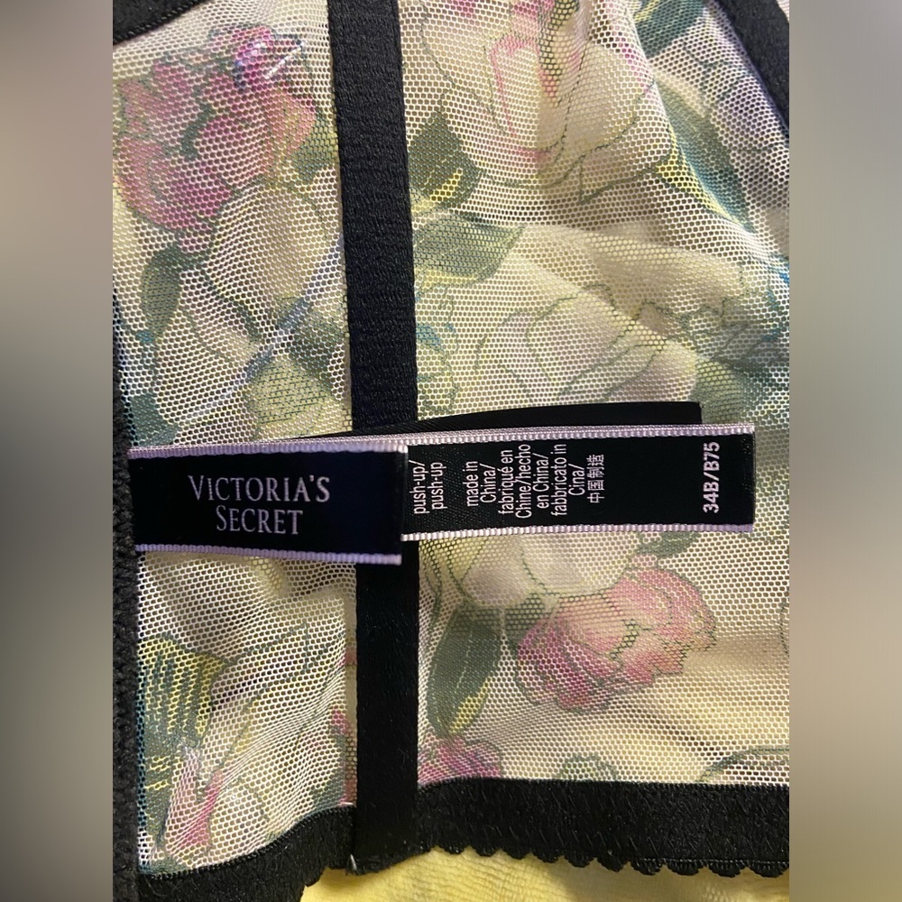 Victoria’s Secret Lined Demi Bustier Floral Bra Lace Underwire Size 34B - Picture 3 of 3